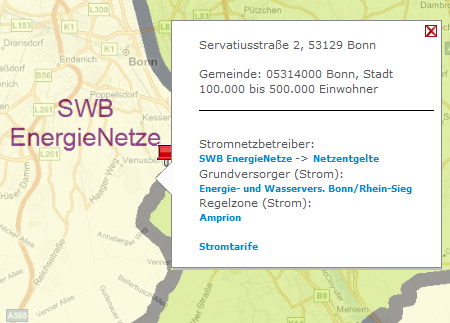 Anzeige der Versorgungsgebietsgrenze