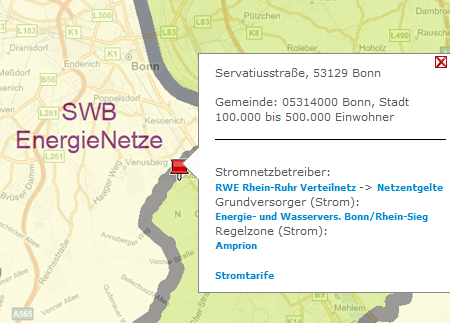 Anzeige der Versorgungsgebietsgrenze